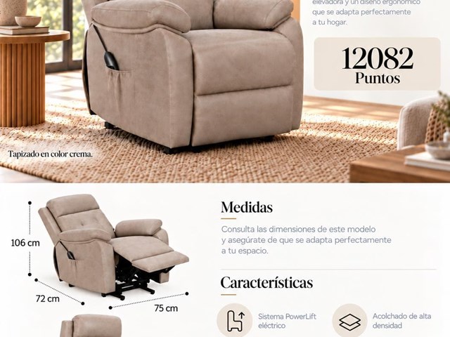 SILLÓN RELAX POWER LIFT COLOR CREMA